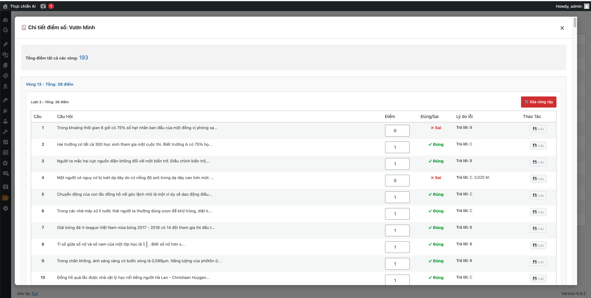 Quản Lý Điểm Số -Detail
