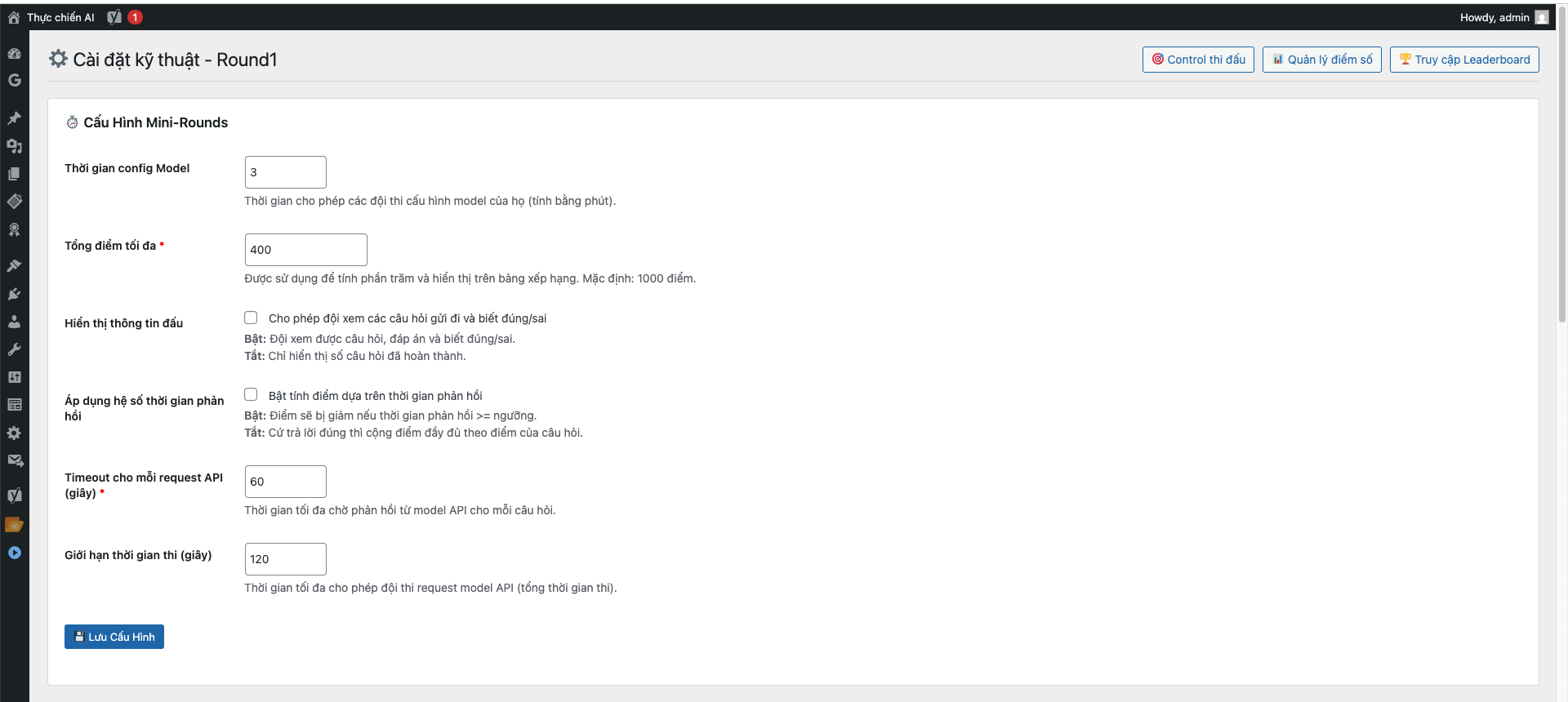 Cài đặt kỹ thuật