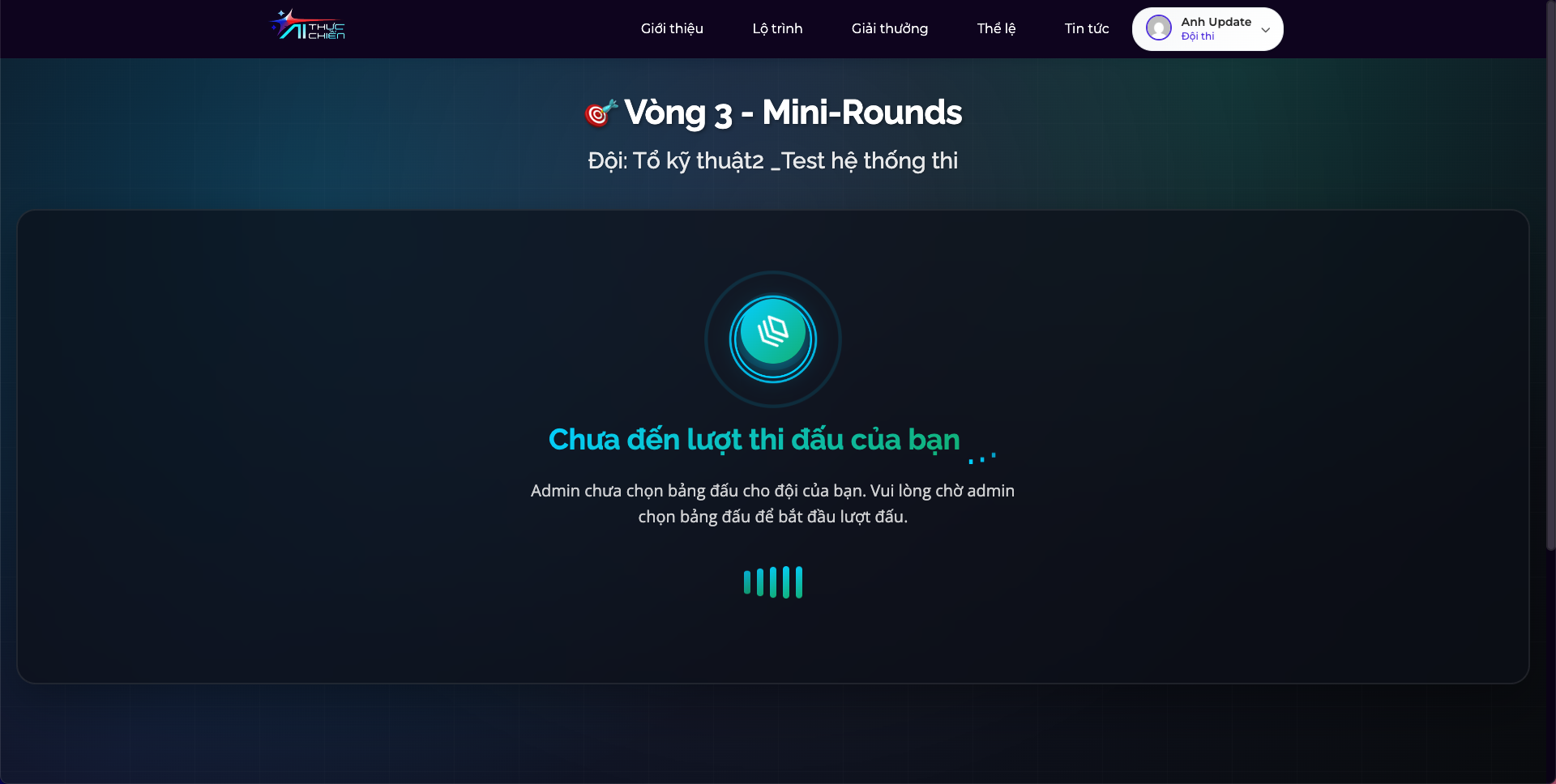 Màn hình Team Dashboard - Trạng thái chờ