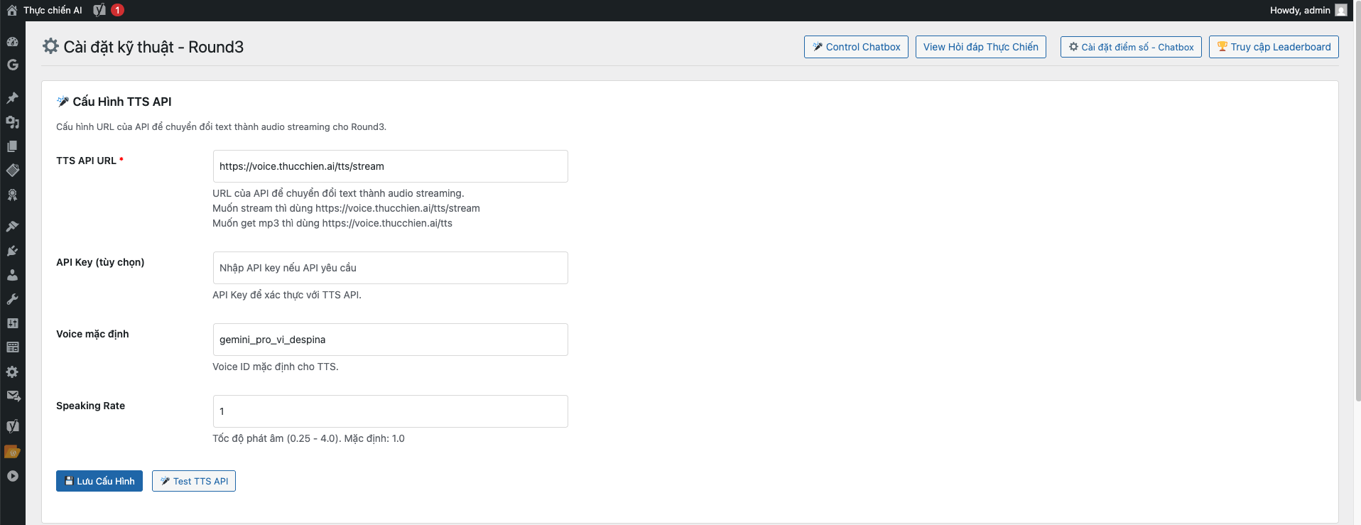Cài đặt kỹ thuật